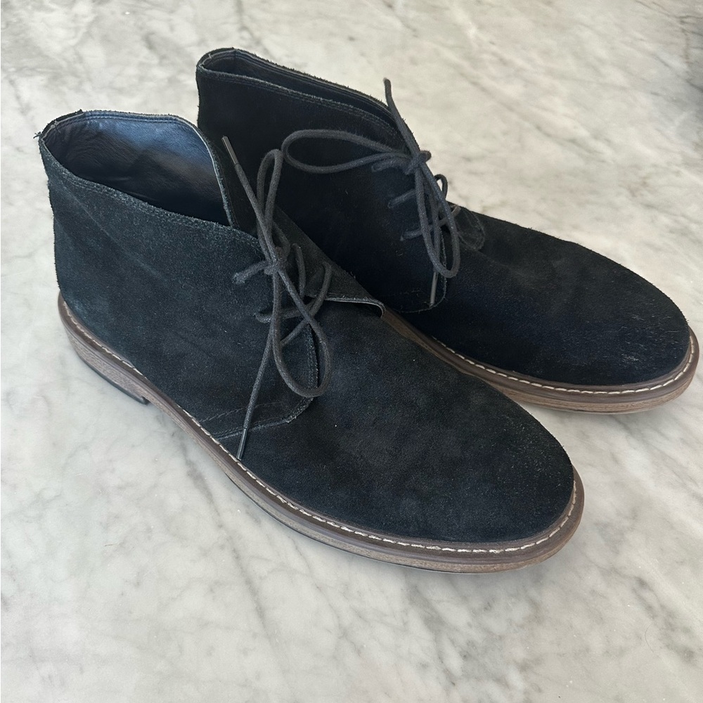 Joseph Abboud Men's US 10.5 EU 43.5 Lace Up Desert Chukka Boot Black Soft Suede